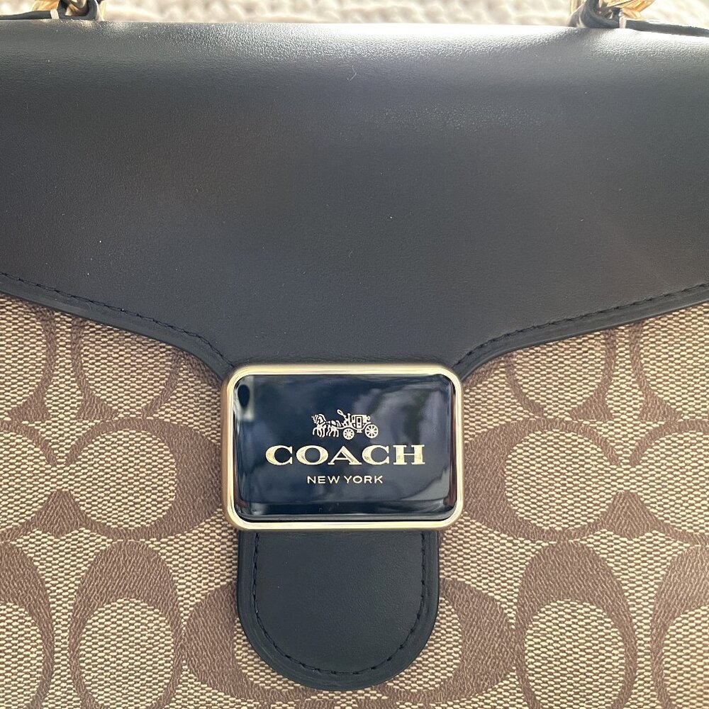 Coach Pepper Satchel in Signature Canvas (Black/Brown) No. C1325 - Picture 13 of 16